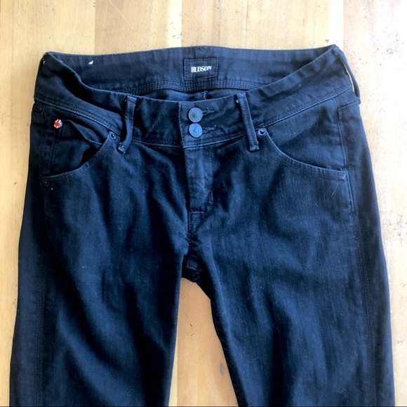 Hudson Black Skinny Jeans Size 25 Collin Flap Premium Denim EUC Designer Rare - Picture 8 of 9